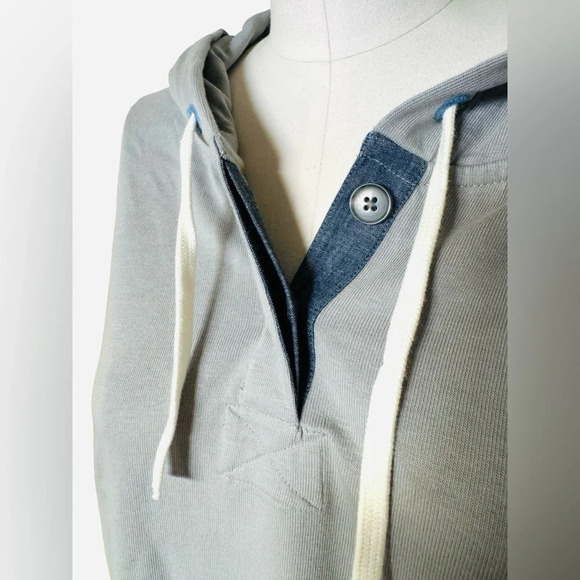 NWOT Lands End -Long Sleeve Heavyweight Jersey Button Hoodie with elbow patches - Picture 6 of 14